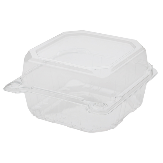 6'' x 6'' Hinged Containers - Small Clamshell Takeout Boxes - Karat PET Plastic - 500 ct-Karat