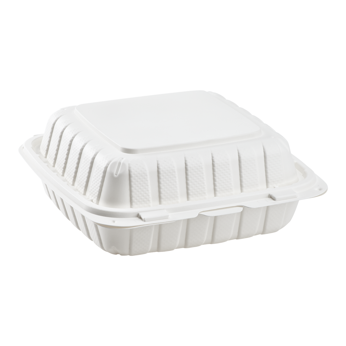 Large White Takeout Boxes - 8"x8" Mineral Filled Hinged Food Containers- Karat Earth 200 ct-Karat