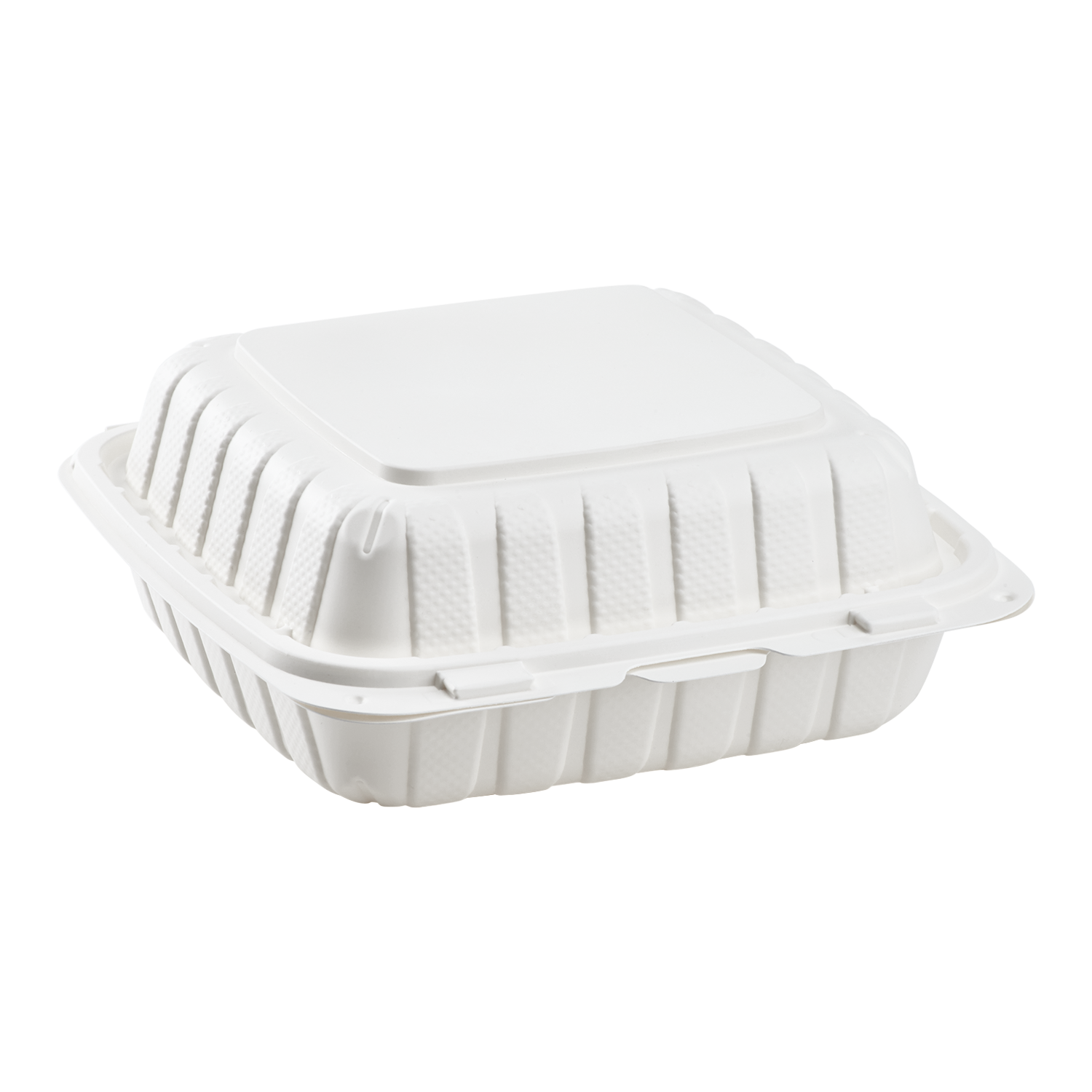 Large White Takeout Boxes - 8"x8" Mineral Filled Hinged Food Containers- Karat Earth 200 ct-Karat
