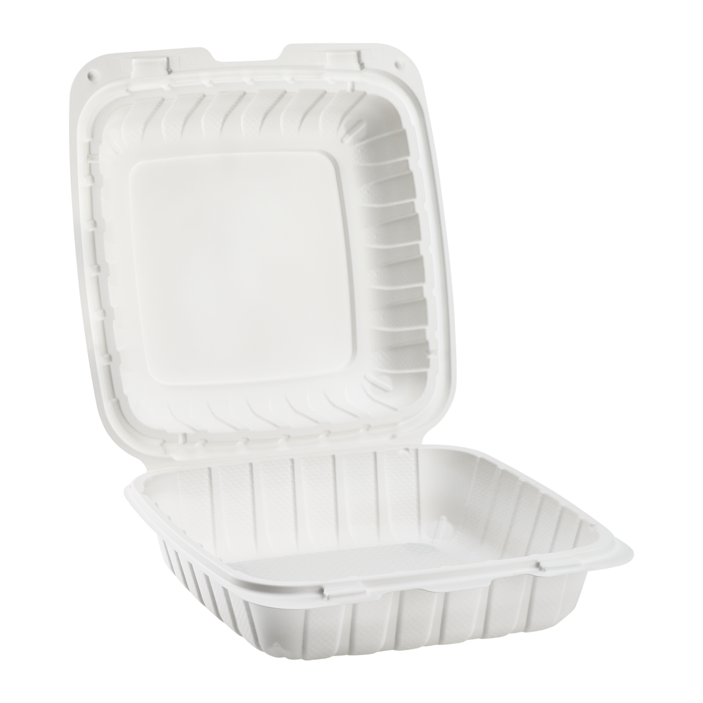 Large White Takeout Boxes - 8"x8" Mineral Filled Hinged Food Containers- Karat Earth 200 ct-Karat