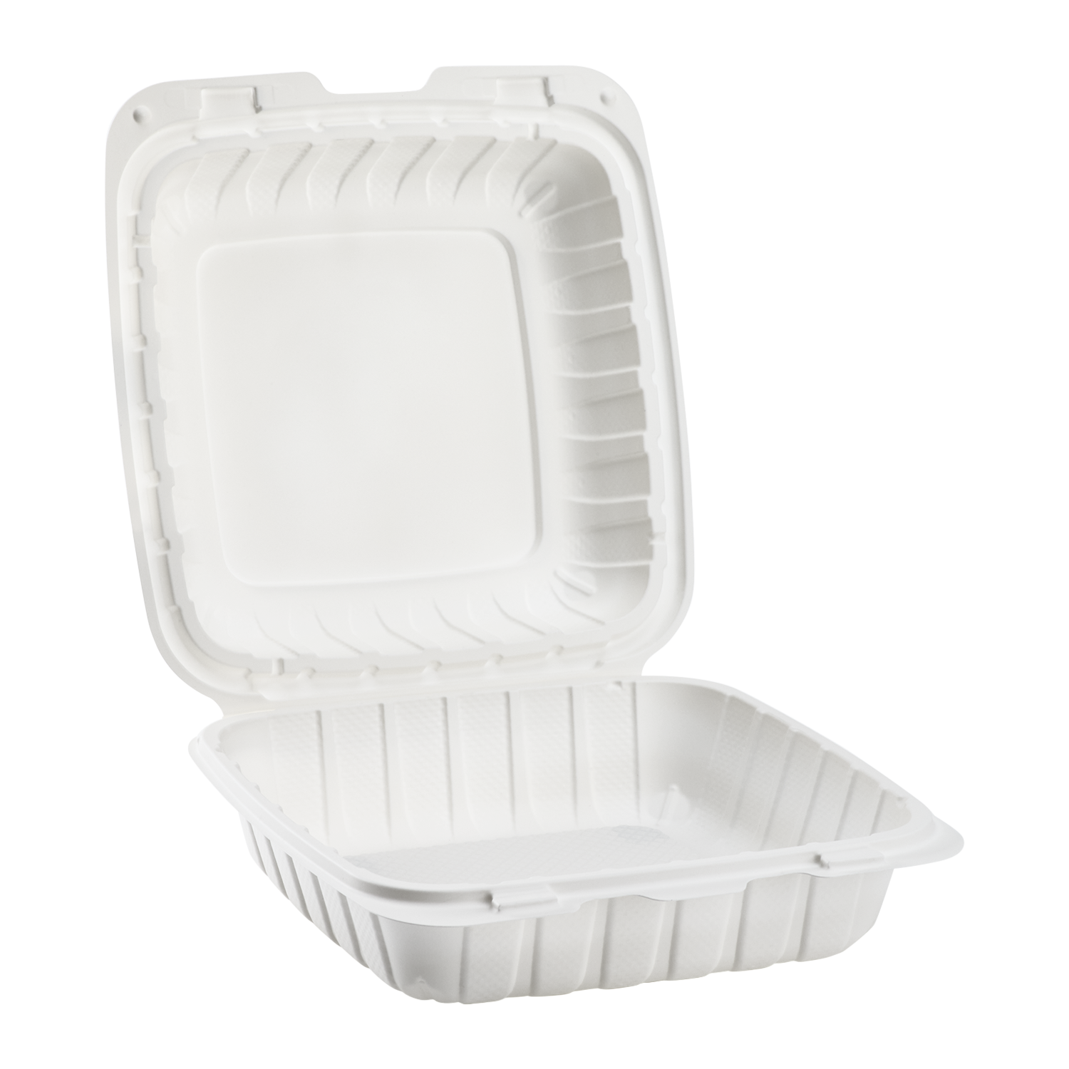 Large White Takeout Boxes - 8"x8" Mineral Filled Hinged Food Containers- Karat Earth 200 ct-Karat